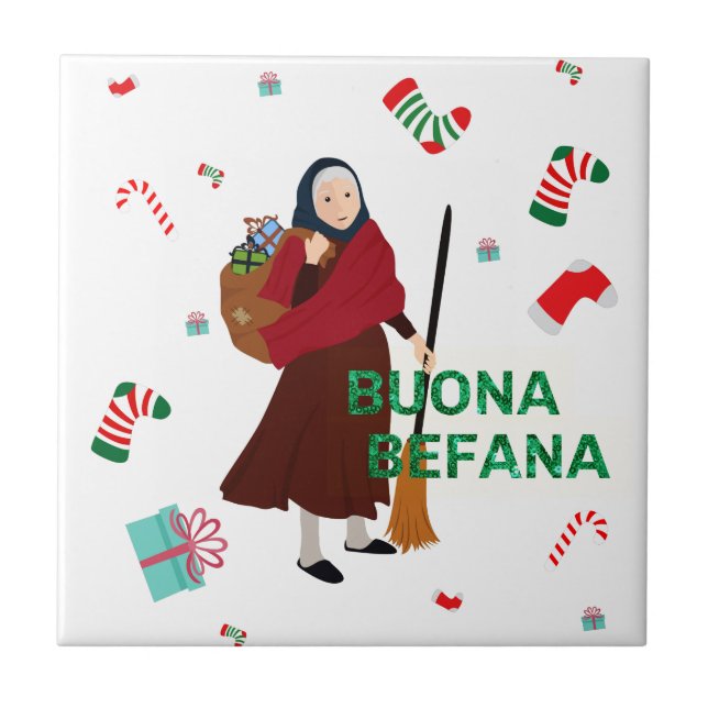 christmas Witch buona Befana Tile (Front)