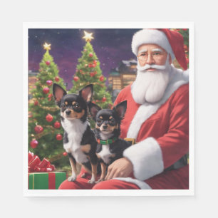 Christmas with a happy chihuahua dog napkin