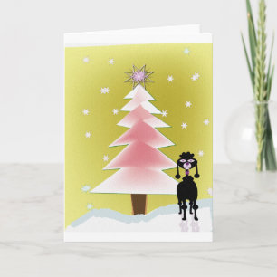 Christmas with a poodle holiday card