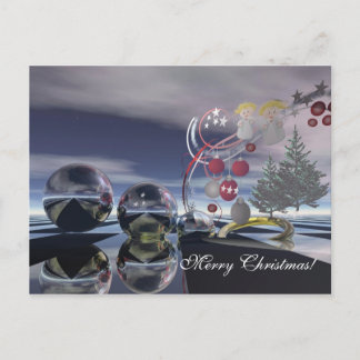 Christmas with angels holiday postcard