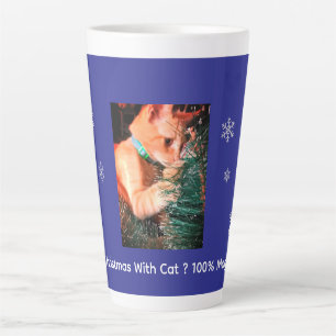 Christmas With Cat Photo customize large Latte Mug