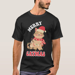 Christmas with cute cat - Merry Christmas Merry  T-Shirt