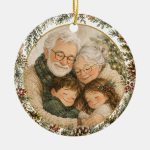 Christmas With Grandma & Grandpa Family Keepsake Ceramic Tree Decoration