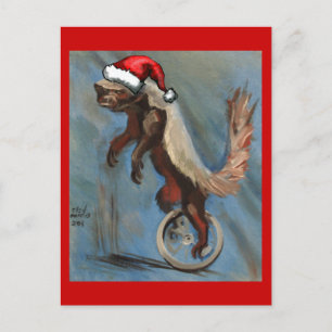 Christmas with Honey Badger Holiday Postcard