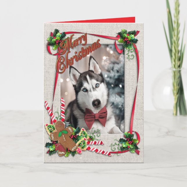 Christmas with Huskie Folded Greeting Card (Front)