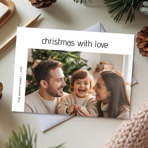 Christmas With Love Family Snapshot Greeting Holiday Card