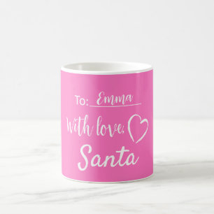 Christmas With Love From Santa Light Pink White  Coffee Mug