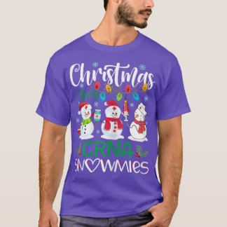 Christmas With My CRNA Snowmies Nurse Steth T-Shirt