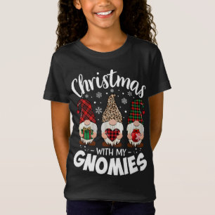 Christmas With My Gnomie Leopard Teacher Gnome Buf T-Shirt