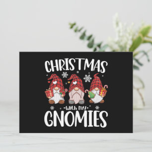 Christmas With My Gnomies Buffalo Red Plaid Gnome  Invitation