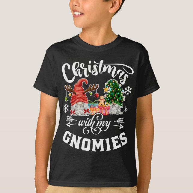 Christmas With My Gnomies Christmas Gnome Funny XM T-Shirt (Front)