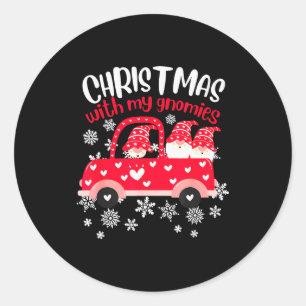 Christmas With My Gnomies ,funny Christmas Pajamas Classic Round Sticker