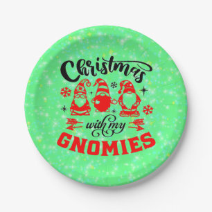 Christmas with my Gnomies - Funny Red Green7" Paper Plate