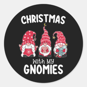 Christmas With My Gnomies Holiday Gnome Classic Round Sticker