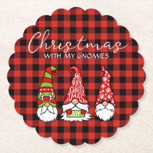 Christmas With My Gnomies Paper Coaster