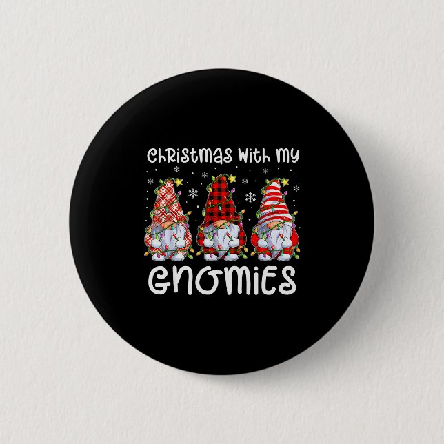 Christmas With My Gnomies Xmas Gnome Family Christ 6 Cm Round Badge (Front)