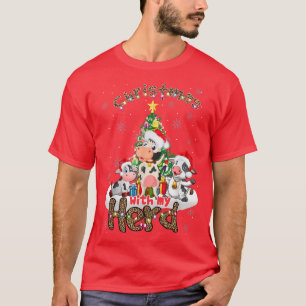 Christmas With My Herd Cow Cattle Farmer Funny Leo T-Shirt