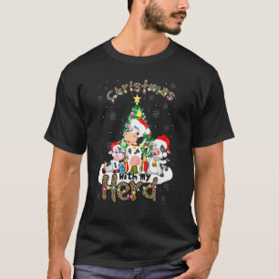 Christmas With My Herd Cow Cattle Farmer Leopard T-Shirt