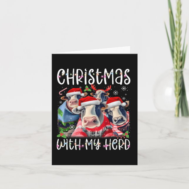 Christmas With My Herd Cow Farmer  Card (Front)