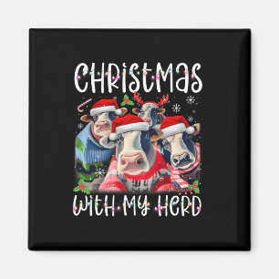 Christmas With My Herd Cow Farmer Magnet