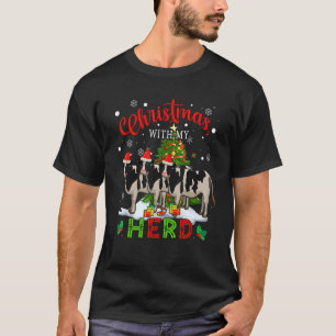 Christmas With My Herd Three Santa Cows Farmer X M T-Shirt