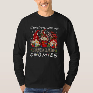 Christmas With My Lunch Lady Gnomies Plaid Red Gno T-Shirt