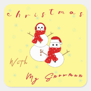 Christmas With My Snowman   Cute Christmas Sticker
