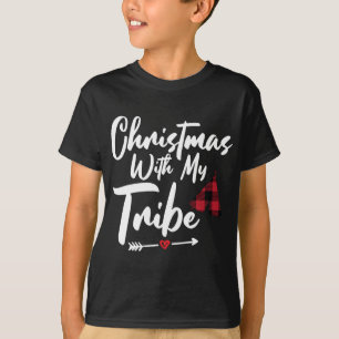 Christmas With My Tribe Buffalo Plaid Family Match T-Shirt