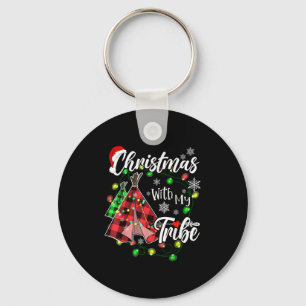 Christmas With My Tribe Family Plaid Pajamas Xmas  Key Ring