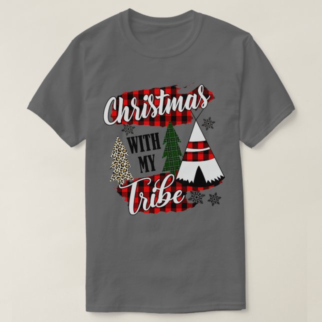 christmas with my tribe pajama family leopard  T-Shirt (Design Front)