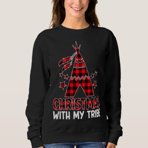 Christmas With My Tribes Xmas Buffalo Plaid Family Sweatshirt