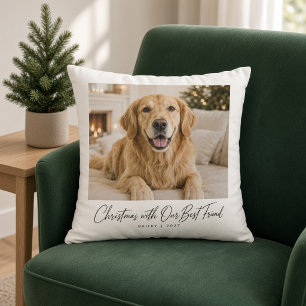Christmas with Our Best Friend Dog Photo Cushion