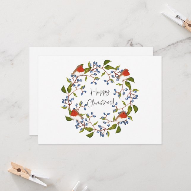 Christmas with Robin Birds | Festive Holiday (Front/Back In Situ)