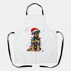 Christmas With Rottweiler Dog Apron