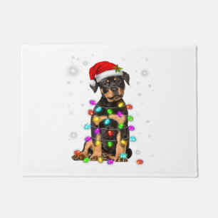 Christmas With Rottweiler Dog  Doormat