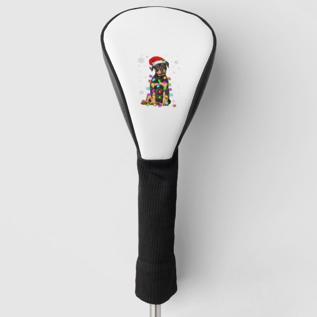 Christmas With Rottweiler Dog  Golf Head Cover (Front)