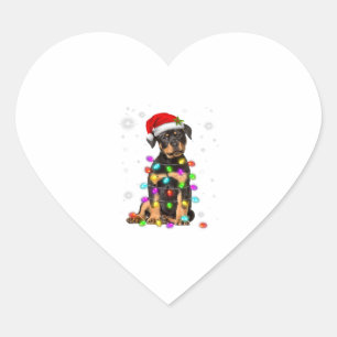Christmas With Rottweiler Dog  Heart Sticker