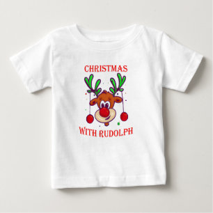 Christmas with Rudolph - Cartoon by Renne Noël Baby T-Shirt