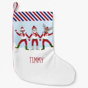 Christmas with Santa Claus, Rudolph, Polar Bear Small Christmas Stocking