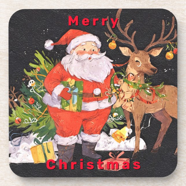 Christmas with Santa- Holiday Season Coaster (Front)