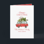 christmas with the...vintage watercolor van card<br><div class="desc">Get in the festive mood with this fun watercolor car and christmas tree design. A beautiful hand painted red car and green tree, gives a traditional rustic feel, which is complimented by modern, trendy, bold script font. The text can be personalised with your family name and message to make it...</div>