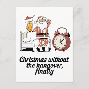 Christmas Without the Hangover Finally Sober Holiday Postcard