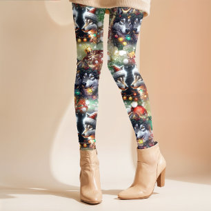 Christmas Wolves Leggings