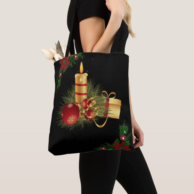 Christmas Women's Tote Bags, Christmas Candle Bag (Close Up)