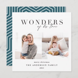 Christmas Wonders of his love religious blue Holiday Card