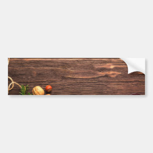 Christmas Wood Scene Bumper Sticker