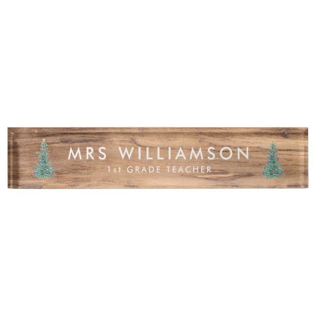 Christmas wooden teacher name plates for desk (Front)