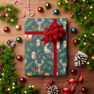 Christmas Woodland Animals Cute Forest Animals Wrapping Paper