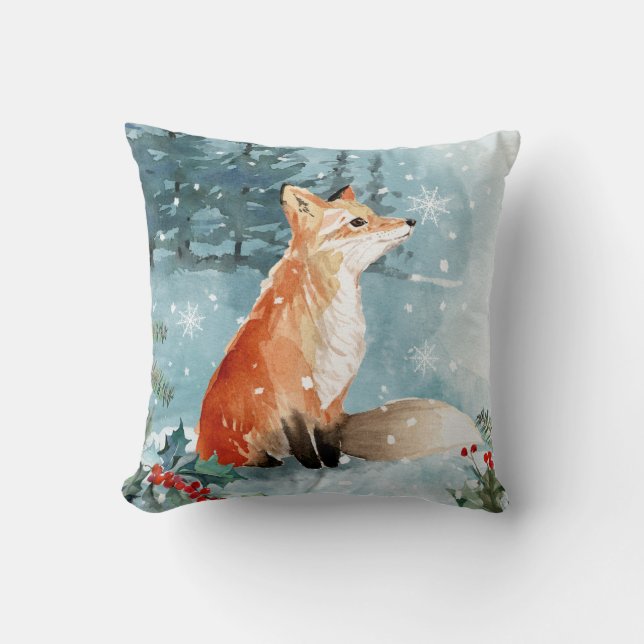 Christmas woodland animals, fox cushion (Front)