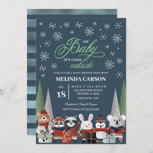 Christmas Woodland Baby Shower Invitation
